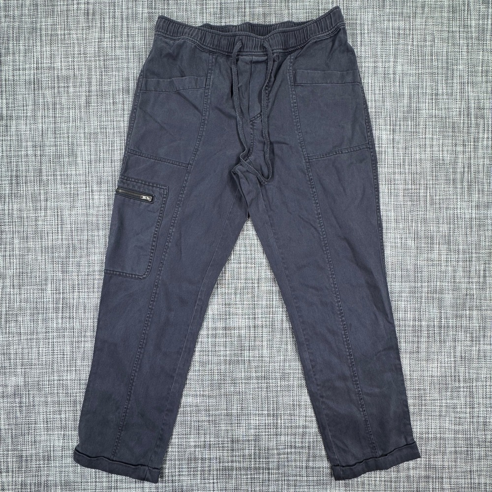 Nicole Miller Women's Cargo Jogger Pants Gray Small Drawstring Lyocell Utility